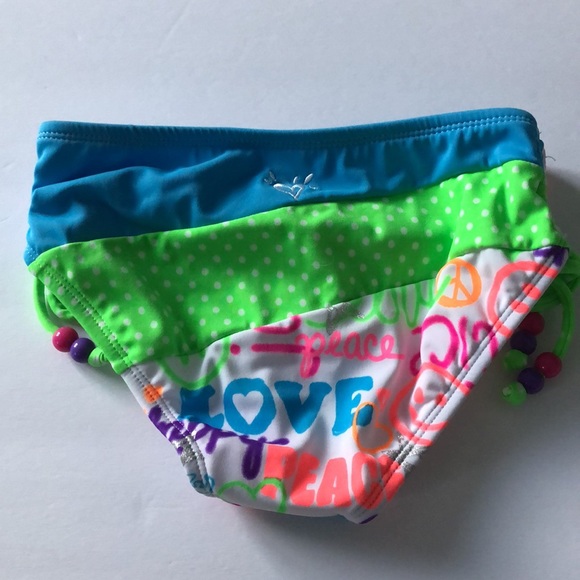 Justice Bikini with Peace Love Happy & Polka Dots Size 7 - Picture 9 of 10